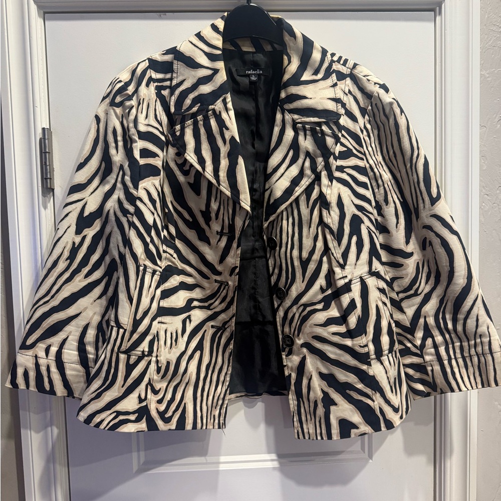 Rafaella Black and White Zebra Print Blazer